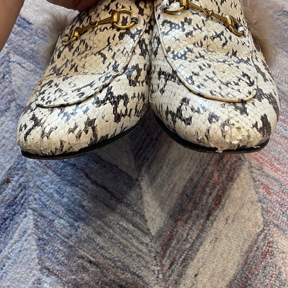 Gucci Princetown Python Fuzzy Mules w/Horsebit W 10 M 8 Unisex - Picture 7 of 10